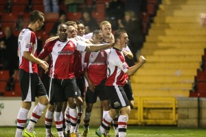 Loanee Marriott celebrates the opener