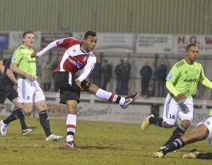 Betsy scores the opener against FGR last season.