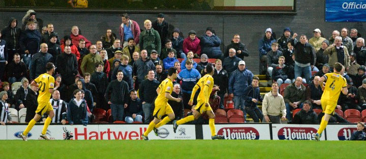 Betsy celebrates against Grimsby last season 